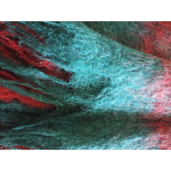 Vintage Heather Brae Mohair Scotland Throw Blanket Red 52" X 62" Christmas Wool - Picture 6 of 7